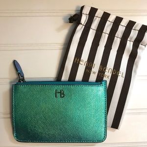 Henri Bendel W57th Petrol Mini Zip Coin/Key Case